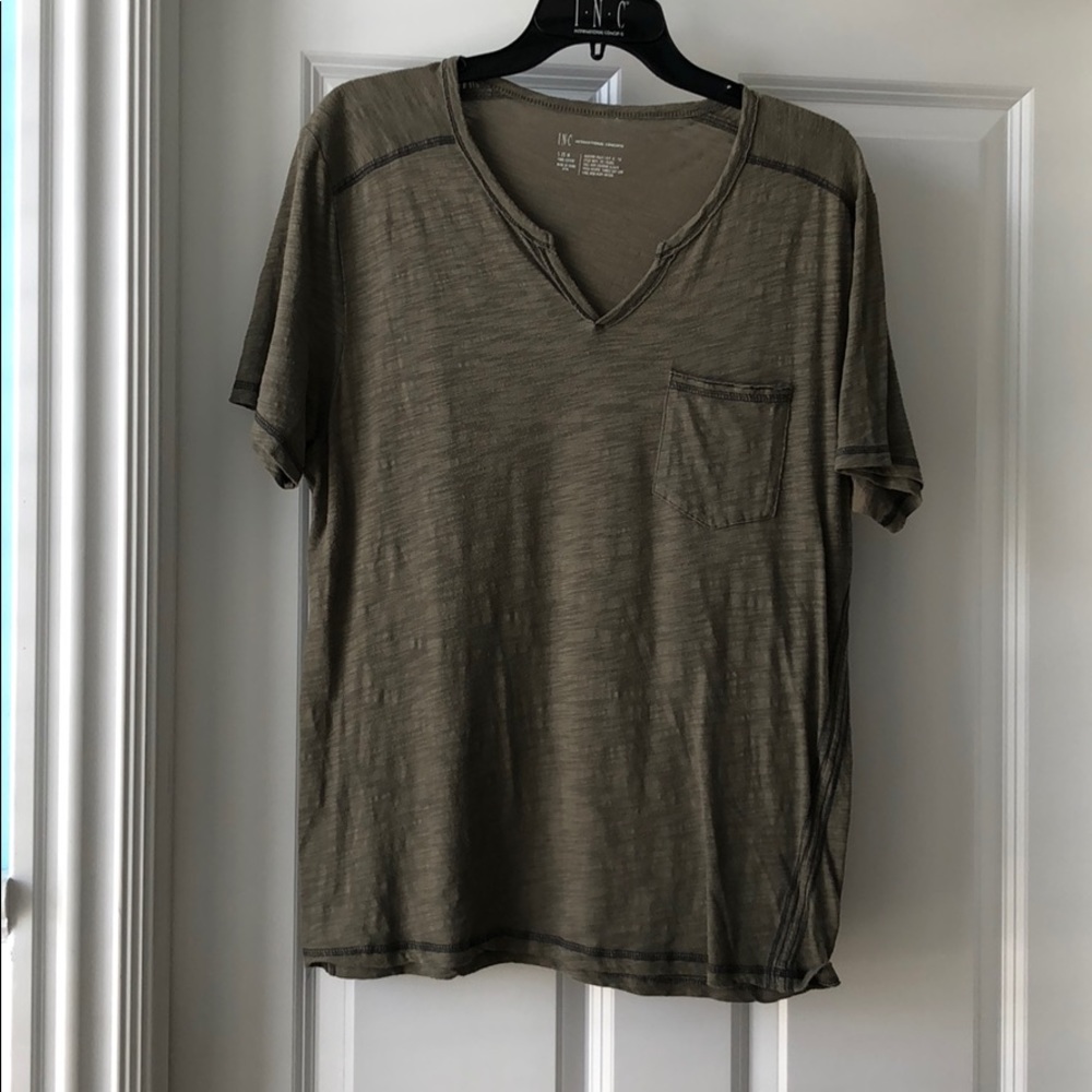 INC green t shirt v neck*